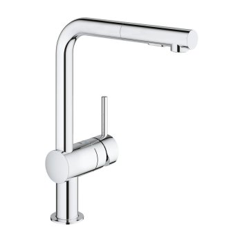 Смеситель для кухни GROHE Minta, высокий L-излив, выдвижная лейка, хром